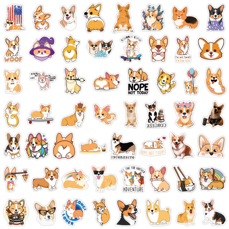110 autocolante cu Corgi, drăguțe pentru decorarea jurnalelor și a papetăriei, rezistente la apă pentru sticla de apă și calculator