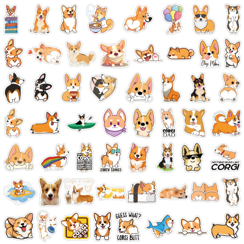 110 autocolante cu Corgi, drăguțe pentru decorarea jurnalelor și a papetăriei, rezistente la apă pentru sticla de apă și calculator
