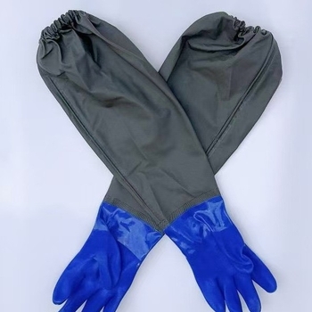Proširene i debeli otporni rukavice na kiseline i lužine, s gumom vodootpornim premazom; industrijske zaštitne rukavice s dugim rukavima, otporne na habanje i koroziju.