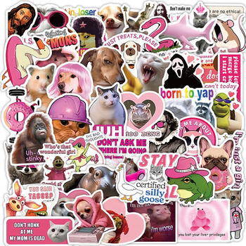 50 autocolante roz cu animale, stil desen animat drăguț, design unic, pentru caiet și telefon, autocolante decorative