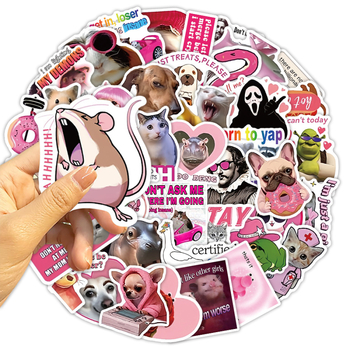 50 autocolante roz cu animale, stil desen animat drăguț, design unic, pentru caiet și telefon, autocolante decorative