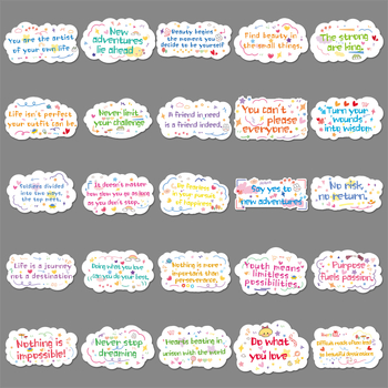 100 afirmații motivaționale în engleză — stickere drăguțe, în stil desen animat, pentru căni, telefoane și agende