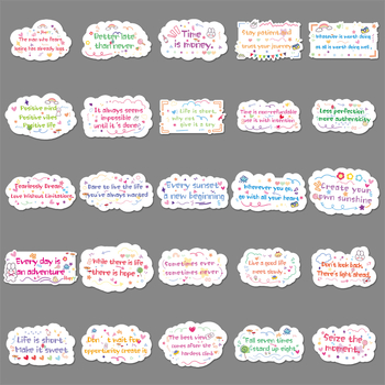 100 afirmații motivaționale în engleză — stickere drăguțe, în stil desen animat, pentru căni, telefoane și agende