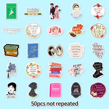 Set de 50 autocolante cu temă roman, autocolante decorative în stil englezesc pentru bagaje, sticle de apă și note de chitară, impermeabile