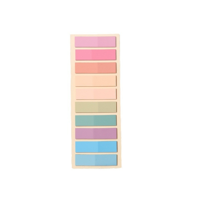 Set personalizat de notițe translucide PET fluorescente, în 10 culori Morandi, cu bloc de notițe și etichete de index, pentru elevi
