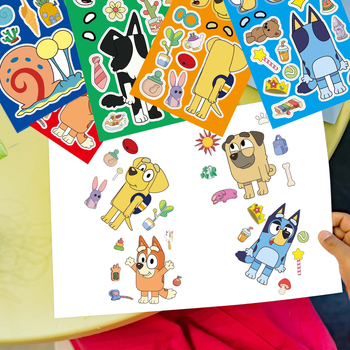 JM2305010 Autocolante pentru față DIY – copii creativi, personaje de desene animate, interacțiune în familie