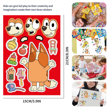 JM2305010 Autocolante pentru față DIY – copii creativi, personaje de desene animate, interacțiune în familie