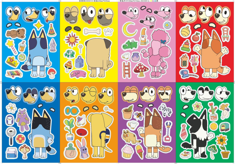 JM2305010 Autocolante pentru față DIY – copii creativi, personaje de desene animate, interacțiune în familie