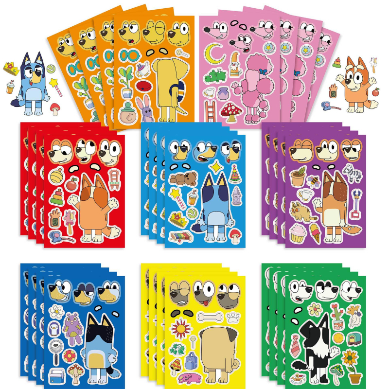 JM2305010 Autocolante pentru față DIY – copii creativi, personaje de desene animate, interacțiune în familie