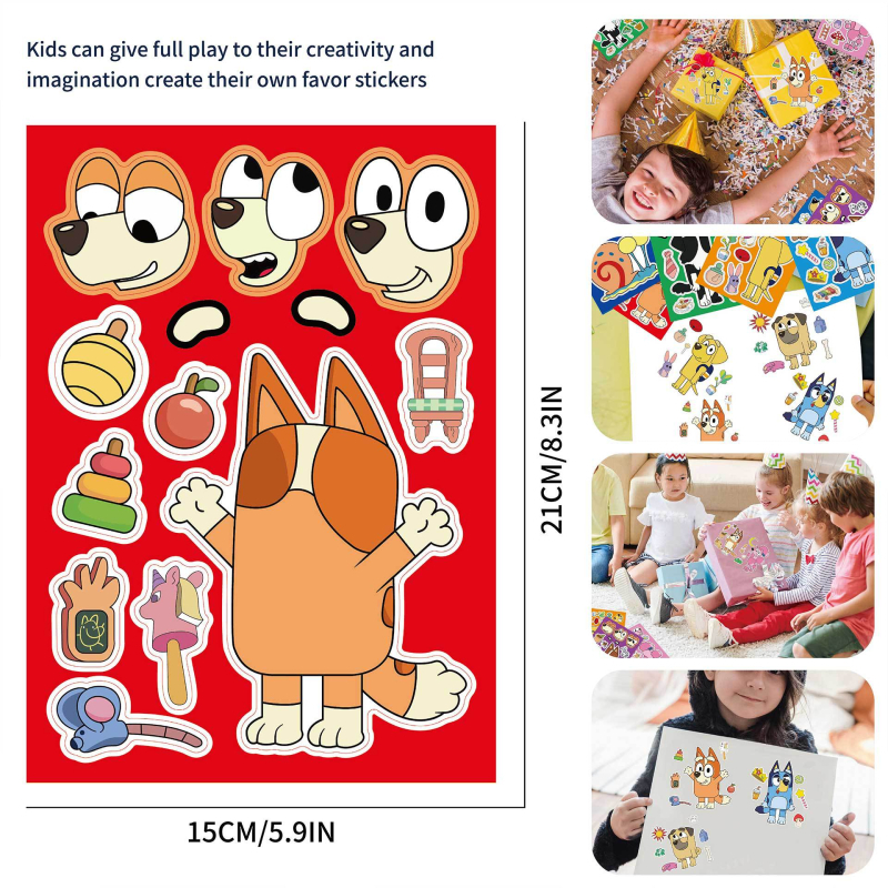 JM2305010 Autocolante pentru față DIY – copii creativi, personaje de desene animate, interacțiune în familie