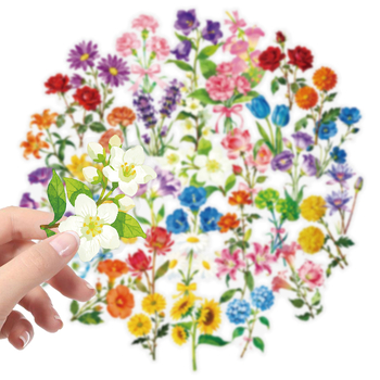 56 de autocolante PET transparente cu buchet în acuarelă, autocolante decorative impermeabile