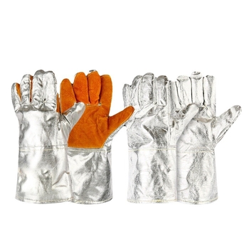 Mănuși de izolație termică din folie de aluminiu, rezistente la temperaturi înalte, ignifuge, uz industrial pentru topire, protecție pentru cinci degete, izolație până la 1000°C