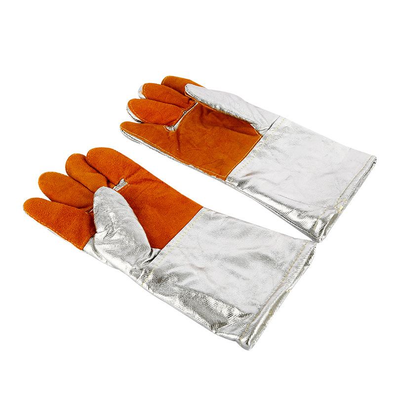Mănuși de izolație termică din folie de aluminiu, rezistente la temperaturi înalte, ignifuge, uz industrial pentru topire, protecție pentru cinci degete, izolație până la 1000°C
