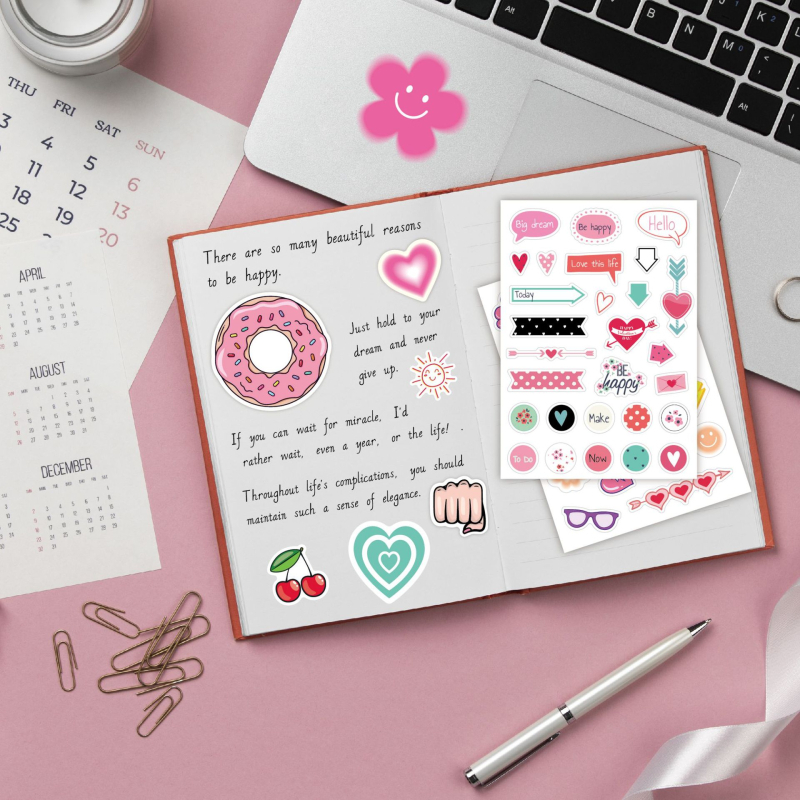 6 foi cu autocolante desen animate drăguțe pentru jurnal, autocolante autoadezive, decor DIY în stil nordic