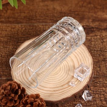 Pahar din sticlă, în stil japonez, simplu, cu dungi; potrivit pentru apă, ceai, whiskey, lapte cald sau rece și suc, cu un model floral gravat