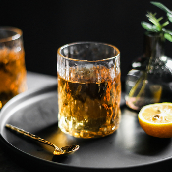 Pahar din sticlă borosilicat, cu un singur strat, transparent, textură ciocnită – pentru apă, cocktailuri, whisky și băuturi reci, uz casnic