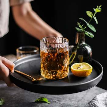 Pahar din sticlă borosilicat, cu un singur strat, transparent, textură ciocnită – pentru apă, cocktailuri, whisky și băuturi reci, uz casnic