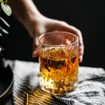 Pahar din sticlă borosilicat, cu un singur strat, transparent, textură ciocnită – pentru apă, cocktailuri, whisky și băuturi reci, uz casnic