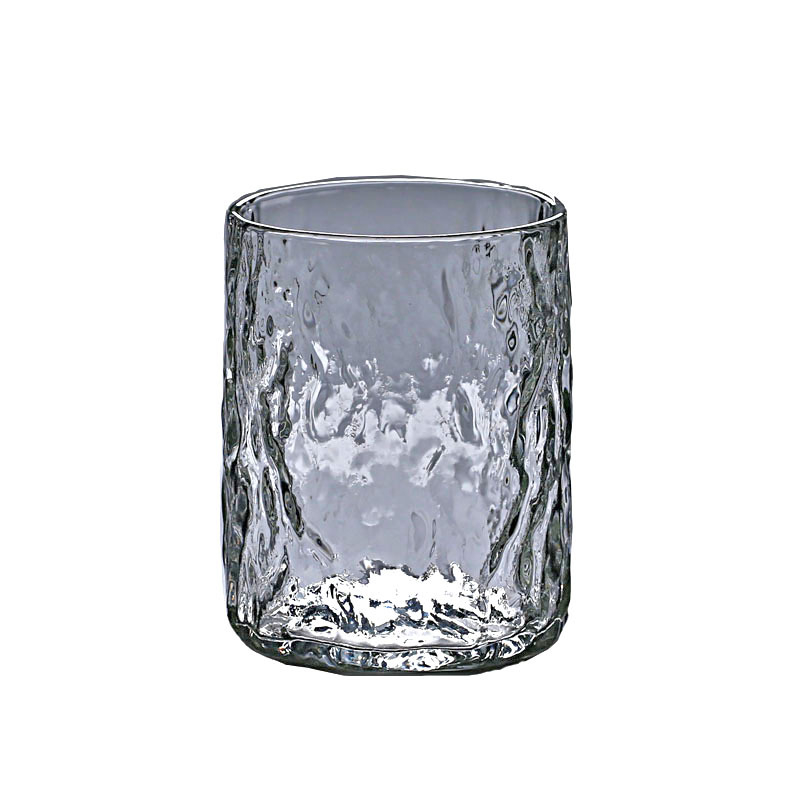 Pahar din sticlă borosilicat, cu un singur strat, transparent, textură ciocnită – pentru apă, cocktailuri, whisky și băuturi reci, uz casnic