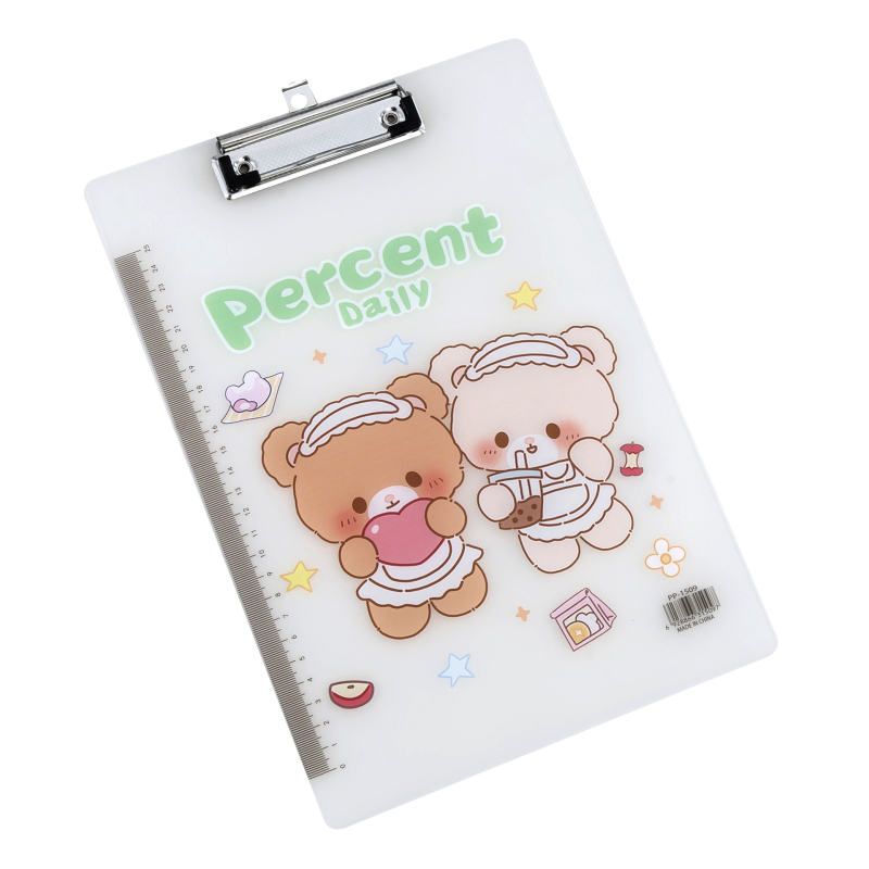 Clipboard acrilic A4 pentru elevi – transparent, cu clemă unică, 31,5 × 22 cm