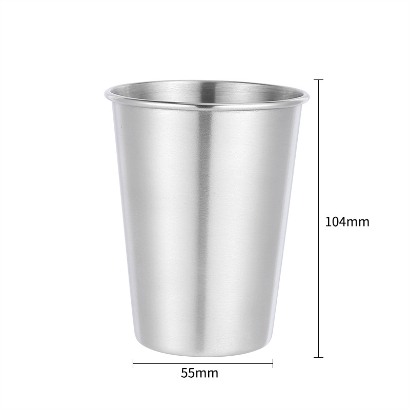 Pahar de bere din oțel inoxidabil 304, margine rulată, un singur strat, capacitate 101–200 ml