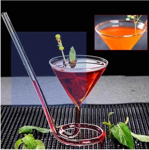 Pahar de cocktail cu spirală din sticlă, pahar triunghiular pentru suc, pahar Martini și pahar de vin roșu