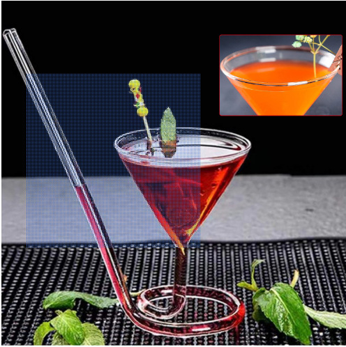 Pahar de cocktail cu spirală din sticlă, pahar triunghiular pentru suc, pahar Martini și pahar de vin roșu