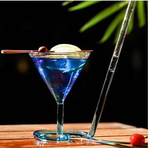 Pahar de cocktail cu spirală din sticlă, pahar triunghiular pentru suc, pahar Martini și pahar de vin roșu