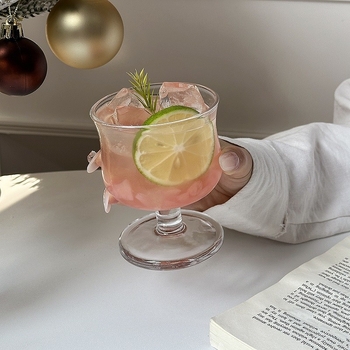 Pahar din sticlă vintage, stil Instagram, bază scurtă, pentru iced Americano, latte și băuturi speciale
