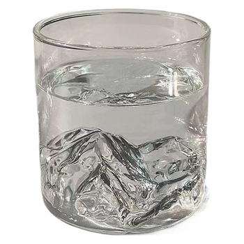 Ceașcă de ceai din sticlă borosilikată, cu un singur strat, cu mâner, design cu vedere la munte, model glaciar, rezistență la temperaturi ridicate