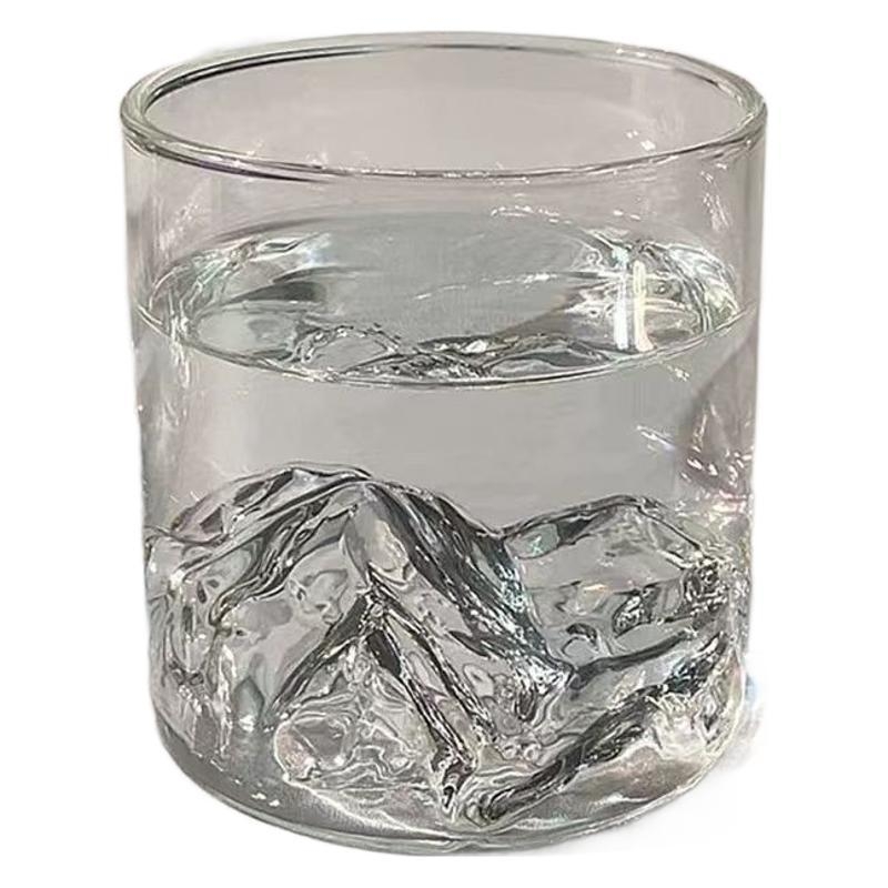 Ceașcă de ceai din sticlă borosilikată, cu un singur strat, cu mâner, design cu vedere la munte, model glaciar, rezistență la temperaturi ridicate
