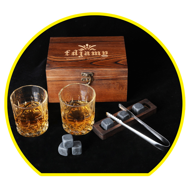 Pahare de whisky din cristal într-o cutie din lemn, 501–600 ml, cutie cadou cu logo imprimat