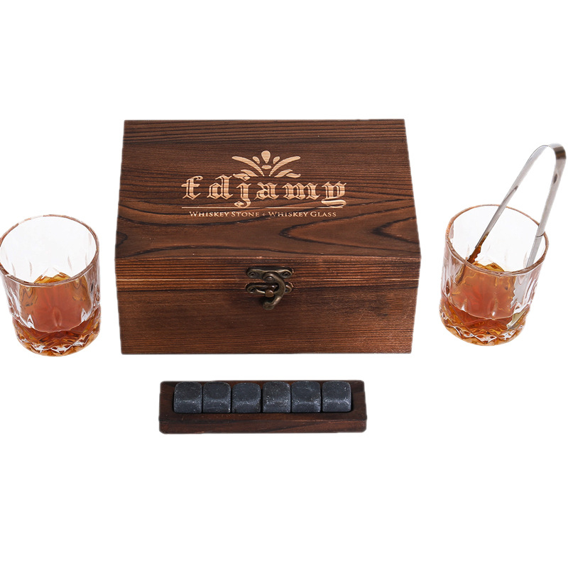 Pahare de whisky din cristal într-o cutie din lemn, 501–600 ml, cutie cadou cu logo imprimat