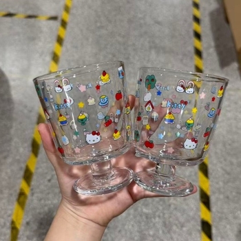 Goblet cu pisică, 140 ml, pahar din sticlă pentru mic dejun cu lapte și cafea, rezistent la temperaturi, formă neregulară