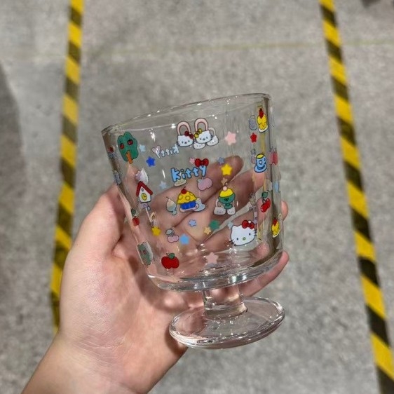 Goblet cu pisică, 140 ml, pahar din sticlă pentru mic dejun cu lapte și cafea, rezistent la temperaturi, formă neregulară