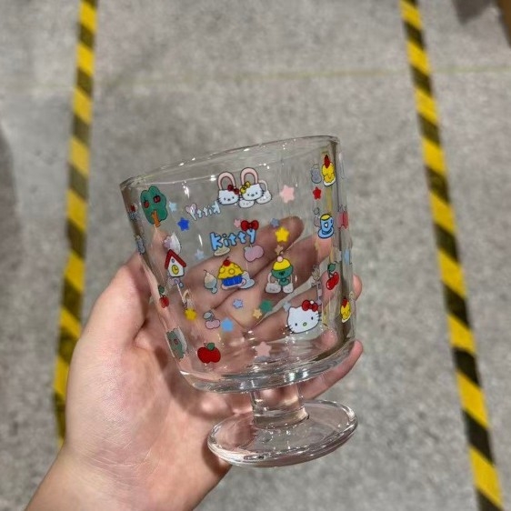 Goblet cu pisică, 140 ml, pahar din sticlă pentru mic dejun cu lapte și cafea, rezistent la temperaturi, formă neregulară
