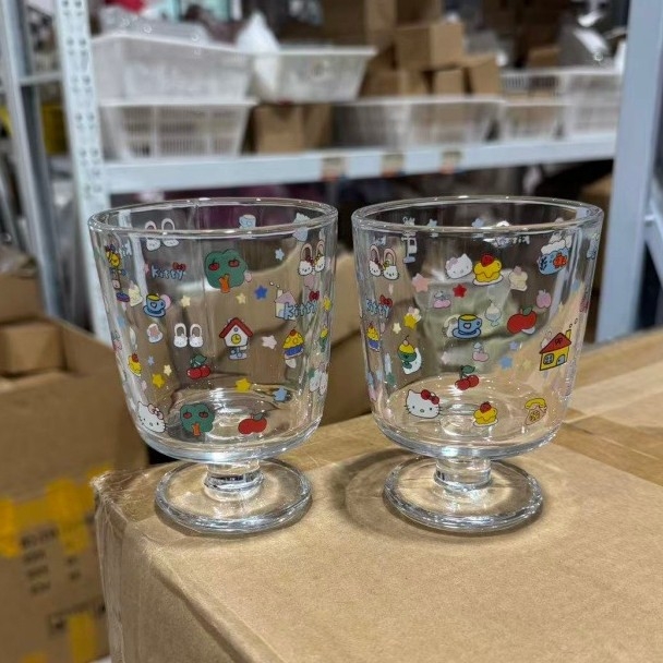 Goblet cu pisică, 140 ml, pahar din sticlă pentru mic dejun cu lapte și cafea, rezistent la temperaturi, formă neregulară