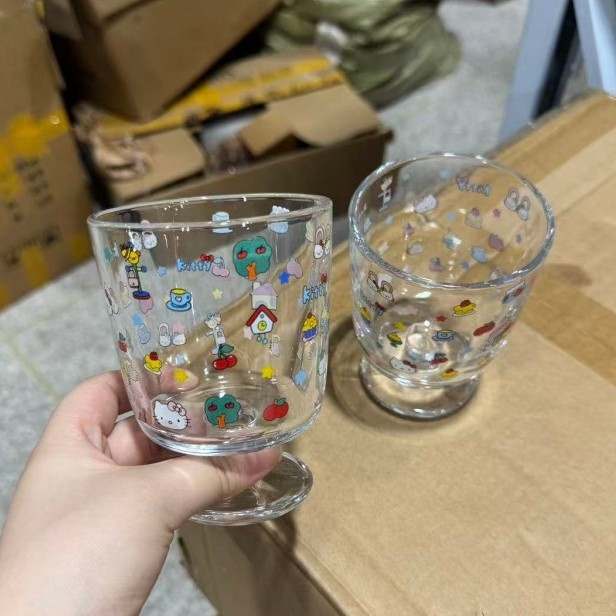 Goblet cu pisică, 140 ml, pahar din sticlă pentru mic dejun cu lapte și cafea, rezistent la temperaturi, formă neregulară