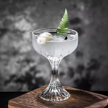 Pahar de cristal gravat, cu picior înalt, pentru șampanie și cocktail, pahar de vin elegant