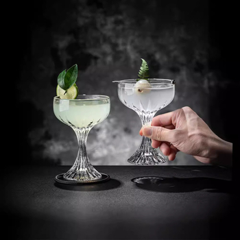 Pahar de cristal gravat, cu picior înalt, pentru șampanie și cocktail, pahar de vin elegant