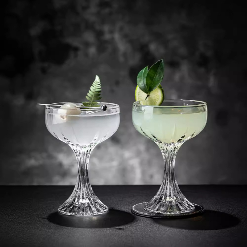 Pahar de cristal gravat, cu picior înalt, pentru șampanie și cocktail, pahar de vin elegant