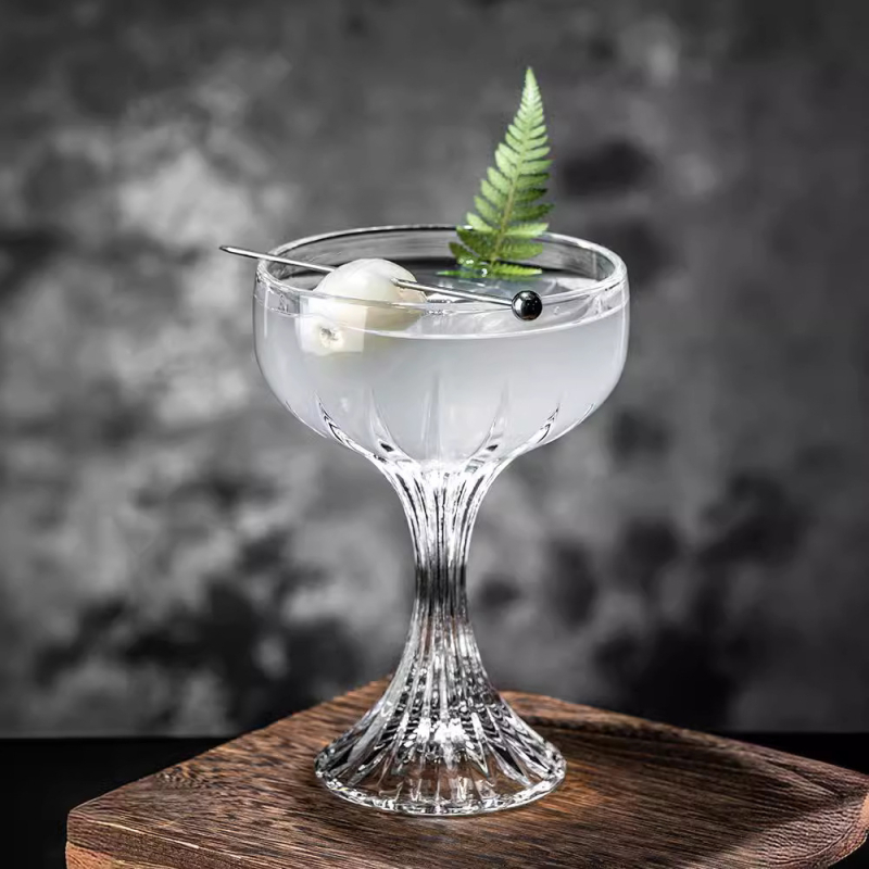 Pahar de cristal gravat, cu picior înalt, pentru șampanie și cocktail, pahar de vin elegant