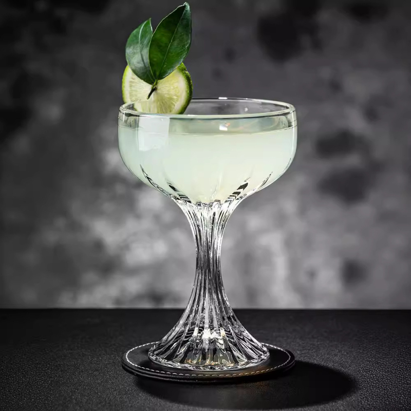 Pahar de cristal gravat, cu picior înalt, pentru șampanie și cocktail, pahar de vin elegant