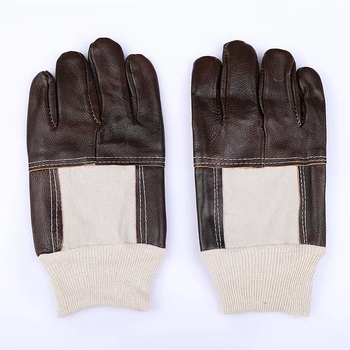 Tamne rukavice za zavarivanje od teleće kože, s gornjim slojem kože i kožnom dlanom, zatvoren kratki kožni rukavice