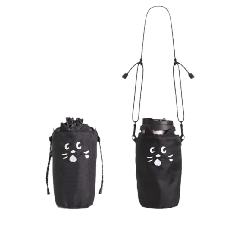 Geantă crossbody pentru sticlă de apă, cu urechi de pisică, suport pentru pahar, rezistentă la stropiri
