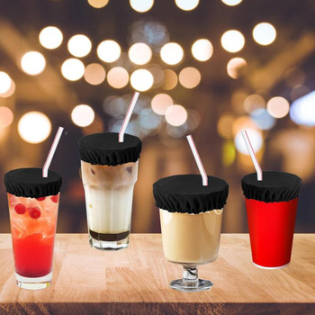 Capac elastic pentru pahar cu gaură pentru pai, material spandex, capac anti-praf, accesoriu decorativ