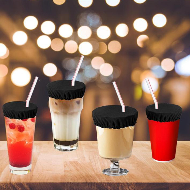 Capac elastic pentru pahar cu gaură pentru pai, material spandex, capac anti-praf, accesoriu decorativ
