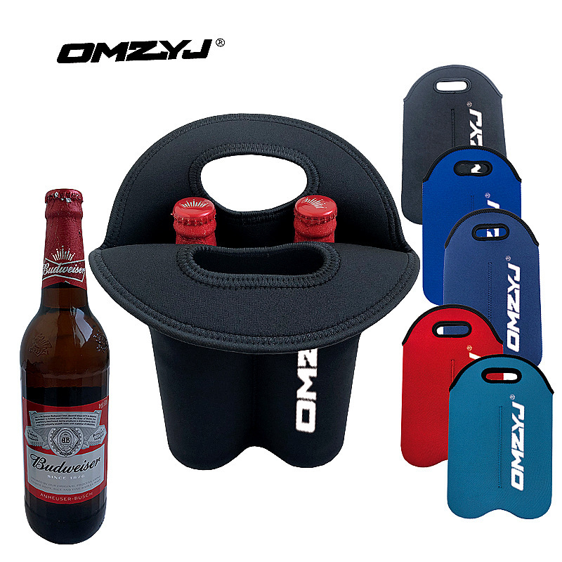 Protecție din neopren pentru două sticle de vin și șampanie, husă izolatoare termică, protecție din cauciuc antișoc, design compact ecologic