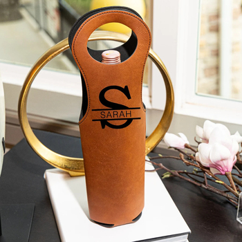 Geantă din piele PU, stil retro, pentru un singur sticla de vin, husă de depozitare, gravură cu laser disponibilă, cadou