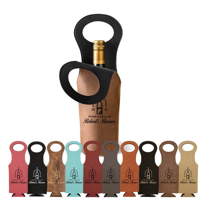 Geantă din piele PU, stil retro, pentru un singur sticla de vin, husă de depozitare, gravură cu laser disponibilă, cadou